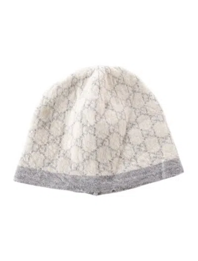 Pre-owned Gucci Babies' Infant Wool Gg Knit Beanie In Grey