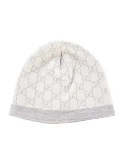 Pre-owned Gucci Babies' Infant Wool Gg Knit Beanie In Grey/neutrals
