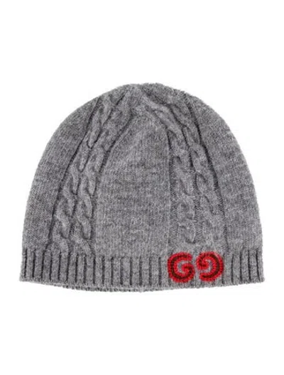 Pre-owned Gucci Babies' Infants Boys Knit Logo Beanie In Grey