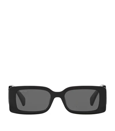 Gucci Womens Black Gg1325s Branded-arm Rectangle-frame Acetate Sunglasses