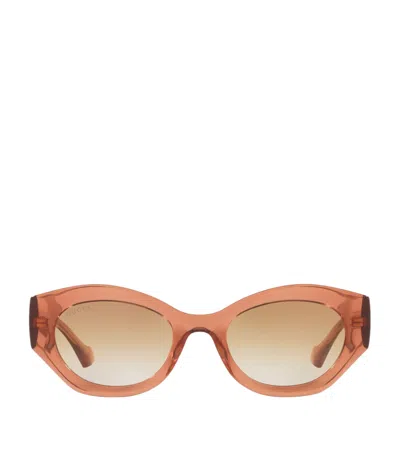 Gucci Injected Oval Sunglasses In Brown