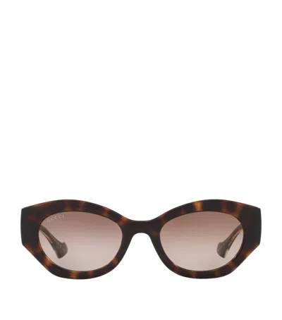 Gucci Injected Oval Sunglasses In Brown