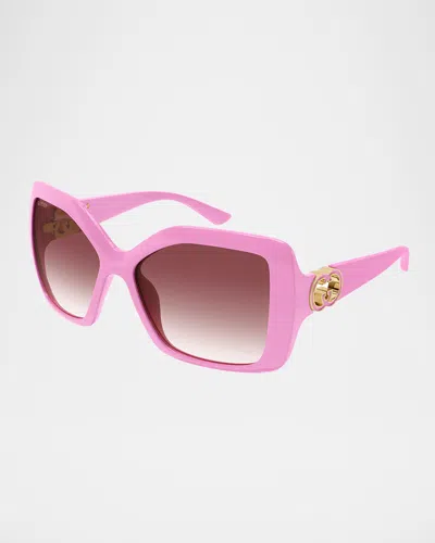 Gucci Injection Plastic Square Sunglasses In Pink