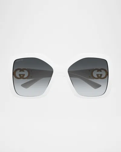 Gucci Injection Plastic Square Sunglasses In White