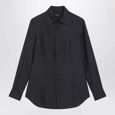 Gucci Ink-blue Silk Poplin Mini Shirt In Black