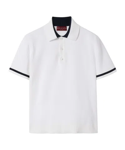 GUCCI KNIT COTTON POLO SHIRT WITH INTARSIA