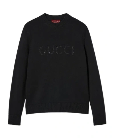 Gucci Inlaid Wool And Cashmere Blended Sweater In Black