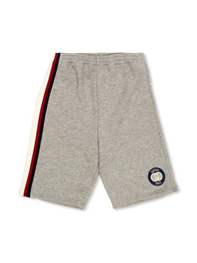 Gucci Babies' Inlerlocking G-embroidered Shorts In Grey