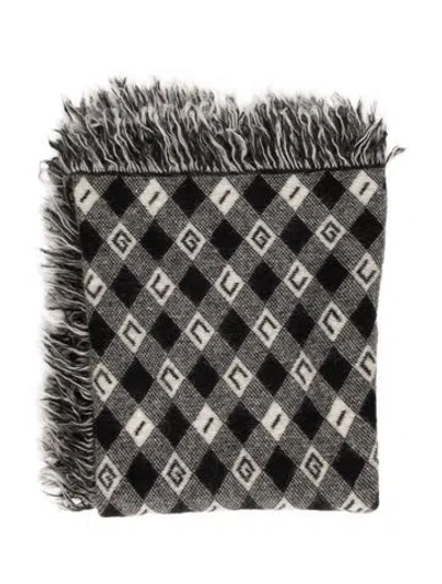 Pre-owned Gucci Intarsia Check Throw Blanket In Black