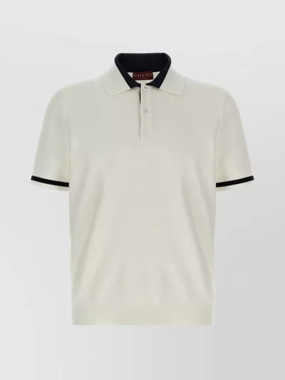 GUCCI INTARSIA DESIGN POLO SHIRT WITH CONTRAST TRIM