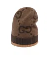 Gucci Intarsia-knit Logo Hat In Brown