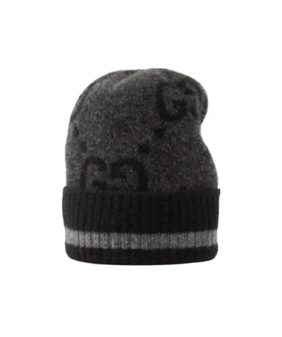 Gucci Intarsia-knit Logo Hat In Gray