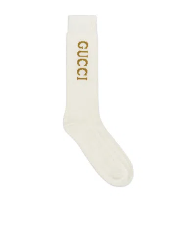 Gucci Intarsia-knit Logo Socks In White