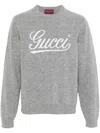 Gucci Logo Intarsia Wool Sweater In Grau