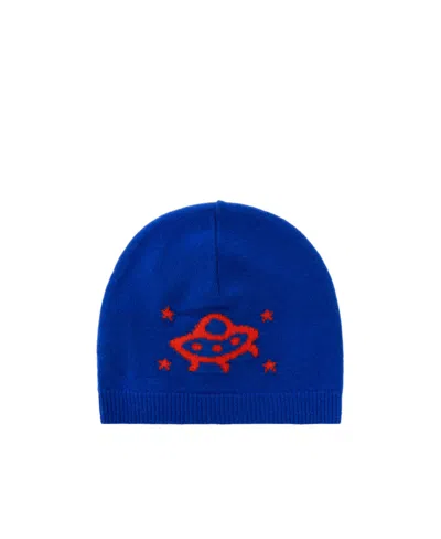 Gucci Intarsia-knit Wool Beanie In Blue
