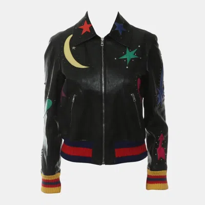 Pre-owned Gucci Intarsia Leather Jacket In Multi