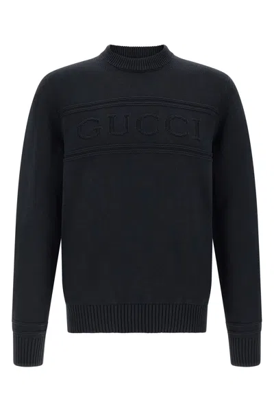 Gucci Logo-embroidered Cotton And Wool Sweater In Gray