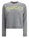 Gucci Wool Sweater With Embroidered Monogram In Gray