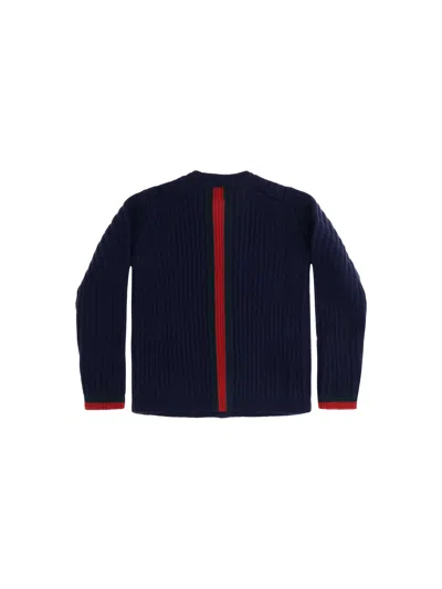 Gucci Intarsia Wool Cardigan In Blue