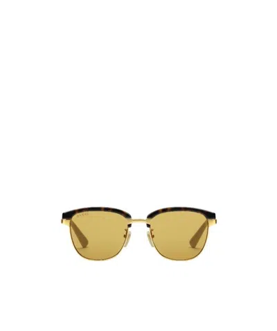 Gucci Interchangeable-rim Round Sunglasses In Gold