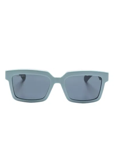 Gucci Interchangeable-lenses Rectangle-frame Glasses In Blue
