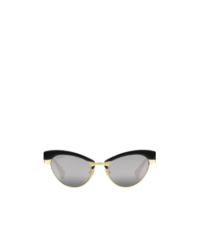 Gucci Interchangeable-rim Oval Sunglasses In Gold-silvr