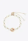 Gucci Chain Bracelet With Metallic Pearls In White