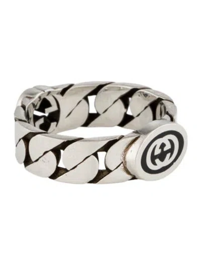Pre-owned Gucci Interlocked G Enamel Chain Band Ring In Multi