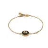Gucci Interlocking 18ct Yellow Gold Black Onyx Bracelet - Yba786556001 In Black