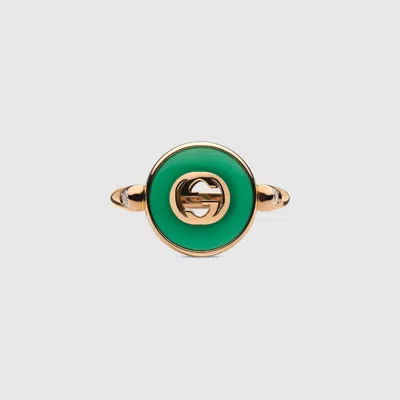 Gucci Interlocking 18k Ring In Green