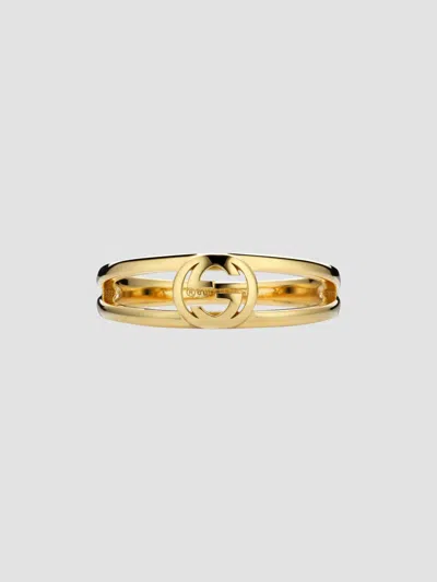 Gucci Interlocking 18k Yellow Gold Split-shank Logo Ring