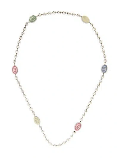 Pre-owned Gucci Interlocking Boule Chain Necklace, 20" In Multi
