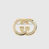 Gucci Interlocking Crystal Brooch In Gold