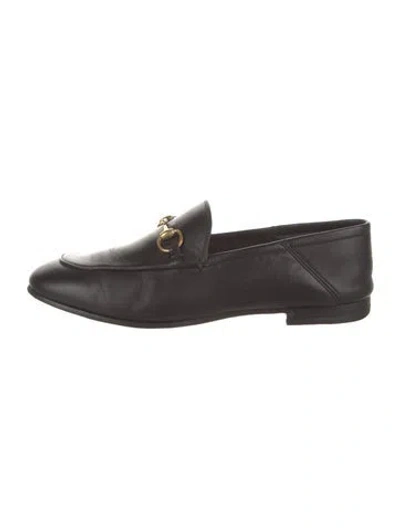 Pre-owned Gucci Interlocking Cc Logo Leather Loafers In Black