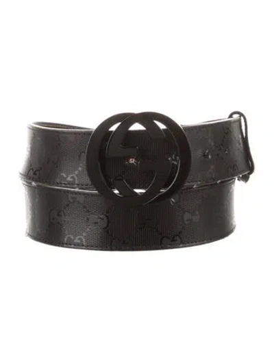 Pre-owned Gucci Interlocking Cc Logo Leather Waist Belt In Black