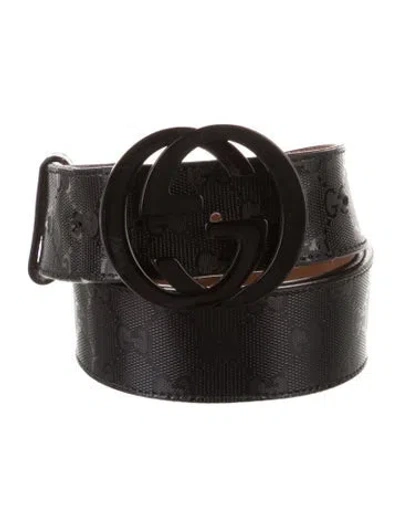 Pre-owned Gucci Interlocking Cc Logo Leather Waist Belt In Black