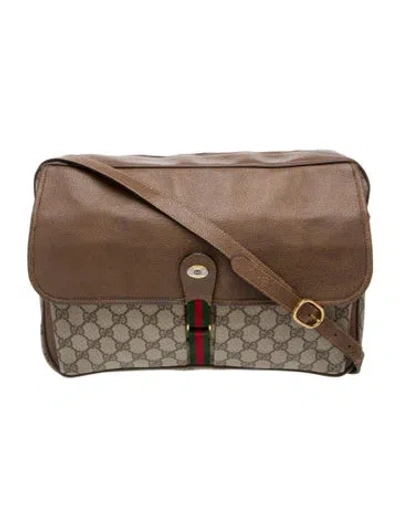 Pre-owned Gucci Interlocking Cc Ophidia Medium Vintage In Brown