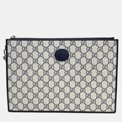 Pre-owned Gucci Interlocking Clutch Bag In Beige