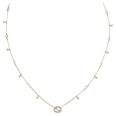 Pre-owned Gucci Interlocking Collection Double-g Diamond Necklace In Multiple