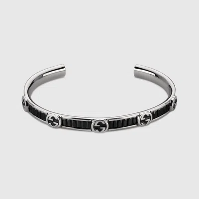 Gucci Interlocking Crystal Bangle Bracelet In Black