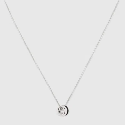 Gucci Interlocking Crystal Pendant Necklace In Metallic