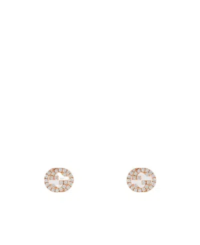 Gucci Interlocking Diamond 18k Stud Earrings In Gold