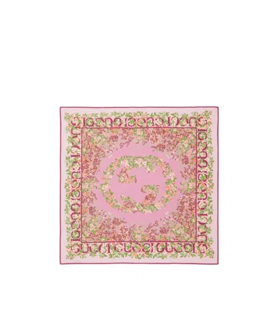 Gucci Interlocking Double G Floral Printed Square In Pink
