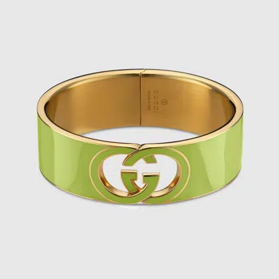 Gucci Interlocking Enamel Cuff Bracelet In Gold