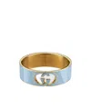 Gucci Interlocking Enamel Cuff Bracelet In Blue