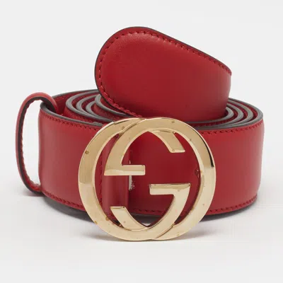 Pre-owned Gucci Interlocking G 100cm Belt Red Leather