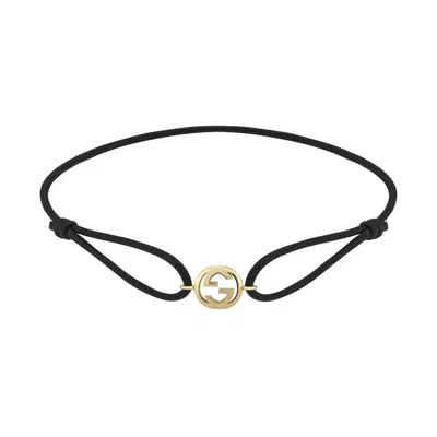 Gucci Interlocking G 18ct Gold And Cord Friendship Bracelet - Yba874738001 In ["yellow","black","gold Tone"]