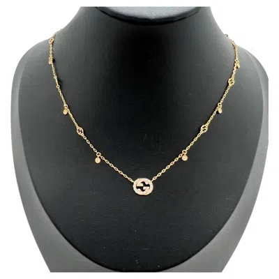 Pre-owned Gucci Interlocking G 18k Gold Diamond Charm Station Choker Necklace In Multiple