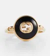 GUCCI INTERLOCKING G 18KT GOLD RING WITH ONYX AND WHITE DIAMONDS