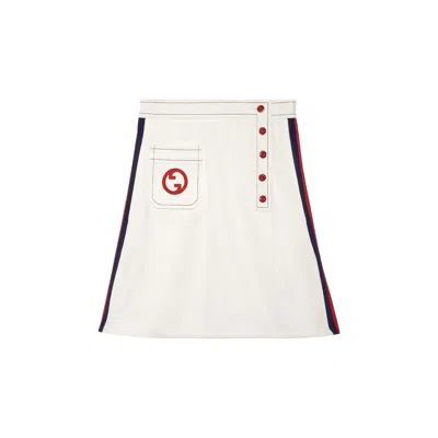 Gucci Interlocking G A-line Skirt In White